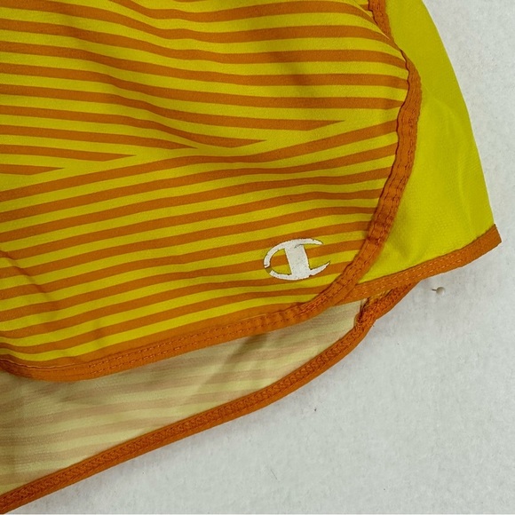 Champion Striped Atheltic Shorts Vintage Woman’s Petite Small Yellow - Picture 3 of 11